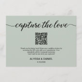 Carte D'accompagnement Sage Green Capture l'amour Code QR mariage photo (Devant)