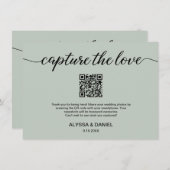 Carte D'accompagnement Sage Green Capture l'amour Code QR mariage photo (Devant / Derrière)