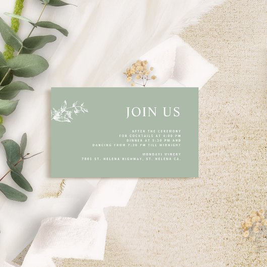 Carte D'accompagnement Sage Green, Chic Modern Rejoignez-Nous Mariage Réc