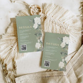 Carte D'accompagnement Sage Green Chinoiserie Fleurs Détails du Mariage