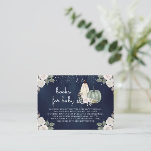 Carte D'accompagnement Sage Green Citrouille Floral Automne Marine Demand (Debout devant)