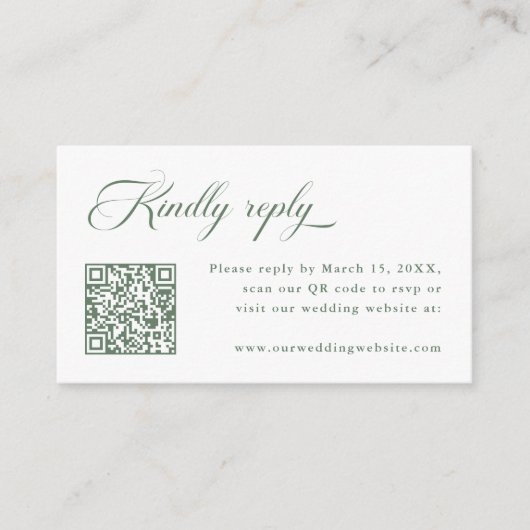 Carte D'accompagnement Sage Green Delicate Mariage élégant RSVP (Devant)