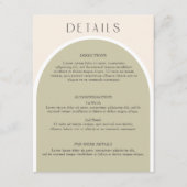 Carte D'accompagnement Sage Green Design moderne arche Mariage détails dé (Devant)