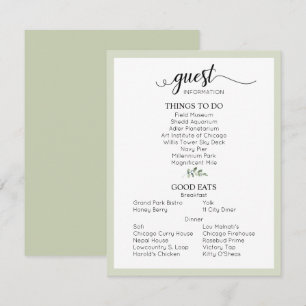 Carte D'accompagnement Sage Green Détails du Mariage Informations sur l'i