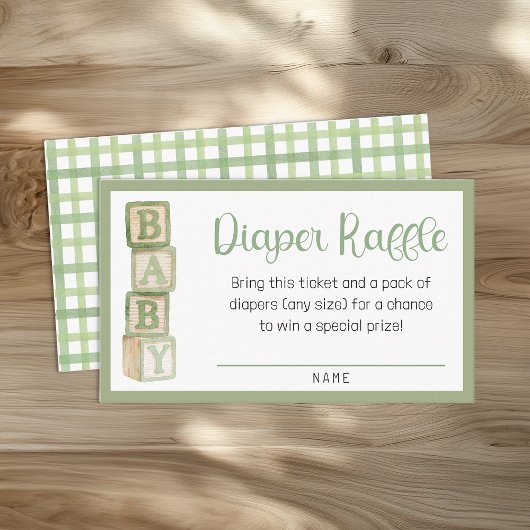 Carte D'accompagnement Sage Green Diaper Raffle Card | Baby Shower Insert