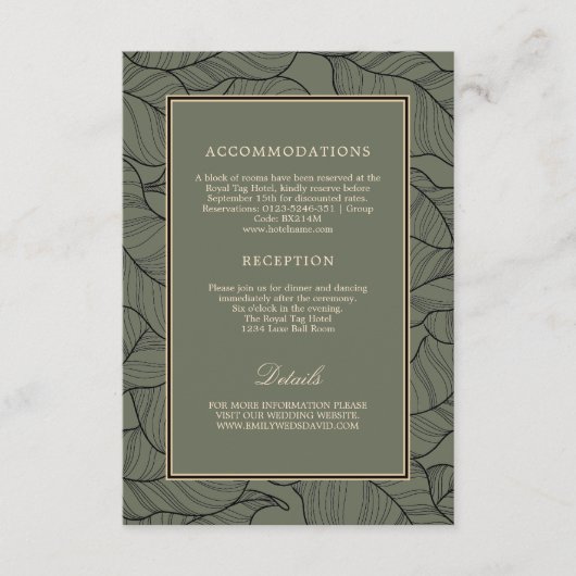 Carte D'accompagnement Sage Green Elegant Classic Calligraphie Détails (Devant)