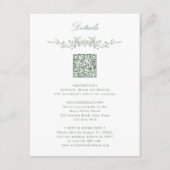 Carte D'accompagnement Sage Green Elegant Floral QR Code Détails du Maria (Devant)