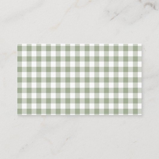 Carte D'accompagnement Sage Green En vichy Baby shower Déchets Raffle (Dos)