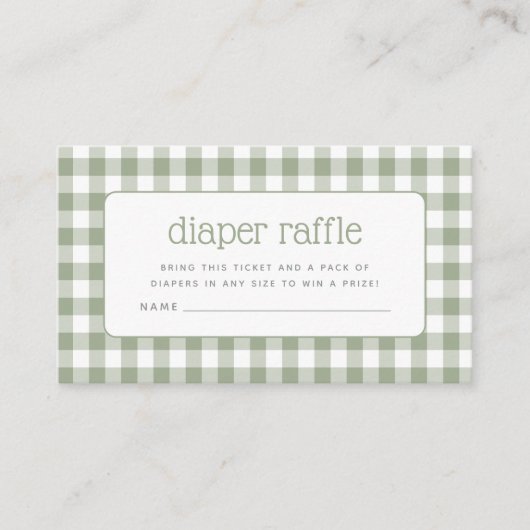 Carte D'accompagnement Sage Green En vichy Baby shower Déchets Raffle (Devant)