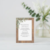 Carte D'accompagnement Sage Green Eucalyptus Dentelles en bois Détails (Debout devant)