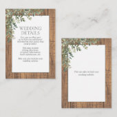 Carte D'accompagnement Sage Green Eucalyptus Dentelles en bois Détails (Devant / Derrière)