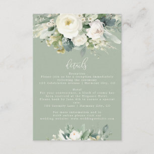 Carte D'accompagnement Sage Green Eucalyptus Floral Détails du Mariage En