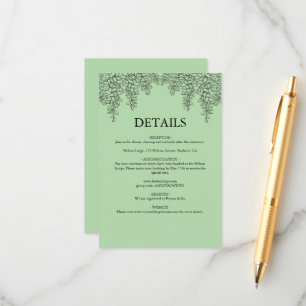 Carte D'accompagnement Sage Green Fern Mariage