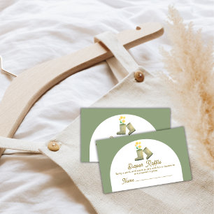 Carte D'accompagnement Sage Green Floral Boots Diaper Baby shower Raffin