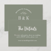 Carte D'accompagnement Sage Green Floral Botanogram Nom du couple (Devant / Derrière)