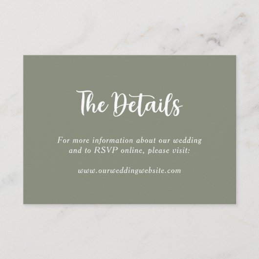 Carte D'accompagnement Sage Green Floral Botanogram Nom du couple (Devant)