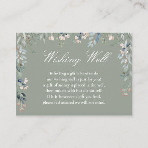 Carte D'accompagnement Sage Green Floral Cascade Wishing well Mariage