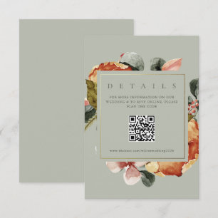 Carte D'accompagnement Sage Green Floral Garden QR Site Mariage