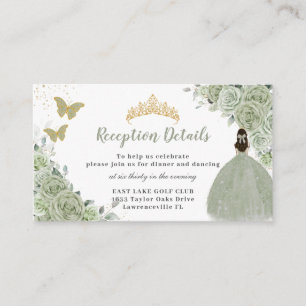 Carte D'accompagnement Sage Green Floral or Quinceañera Réception