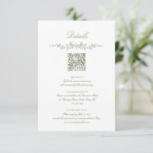 Carte D'accompagnement Sage Green French Floral with QR Code Wedding (Debout devant)
