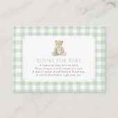Carte D'accompagnement Sage Green Gingham Teddy Bear Books for Baby (Devant)