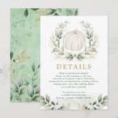 Carte D'accompagnement Sage Green Gold Citrouille Greenery Détails du Mar (Devant / Derrière)