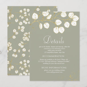 Carte D'accompagnement Sage Green Gold Eucalyptus Feuille Détails du Mari