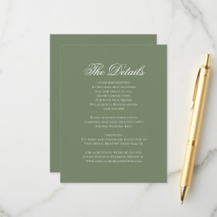 Carte D'accompagnement Sage Green Leaf Monogram Crest Détails du Mariage