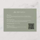 Carte D'accompagnement Sage Green Leaf Monogram Mariage QR Code Détails (Devant)