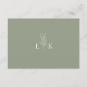 Carte D'accompagnement Sage Green Leaf Monogram Mariage QR Code Détails (Dos)