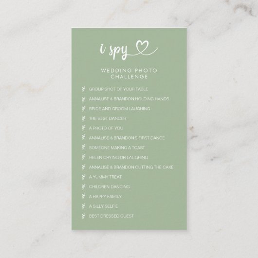 Carte D'accompagnement Sage Green Mariage Photos Capturer Le Code QR d'am (Dos)