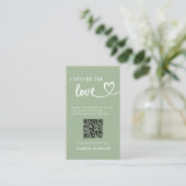 Carte D'accompagnement Sage Green Mariage Photos Capturer Le Code QR d'am (Debout devant)