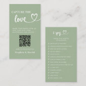 Carte D'accompagnement Sage Green Mariage Photos Capturer Le Code QR d'am (Devant / Derrière)