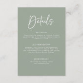 Carte D'accompagnement Sage Green Minimalist Elegant Wedding Détails (Devant)