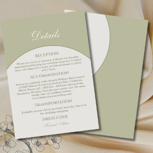Carte D'accompagnement Sage Green Modern Japandi Détails du Mariage