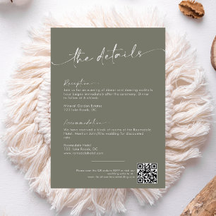 Carte D'accompagnement Sage Green Modern Script Détails du Mariage