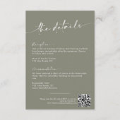 Carte D'accompagnement Sage Green Modern Script Détails du Mariage (Devant)