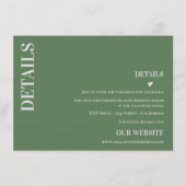 Carte D'accompagnement Sage Green Moderne Contemporain Détails du Mariage (Devant)