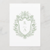 Carte D'accompagnement Sage Green Monogram Crest Détails du Mariage (Dos)