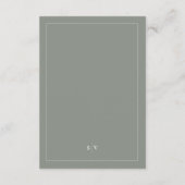 Carte D'accompagnement Sage Green Monogramme QR CODE Mariage élégant (Dos)