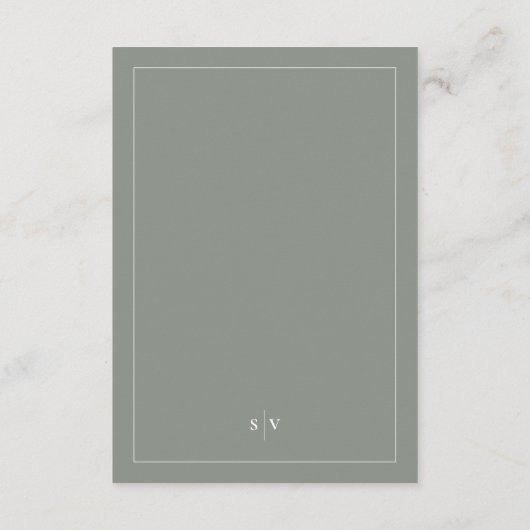 Carte D'accompagnement Sage Green Monogramme QR CODE Mariage élégant (Dos)