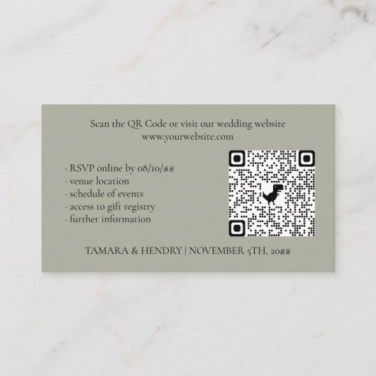 Carte D'accompagnement Sage Green Online RSVP QR Code Mariage (Devant)