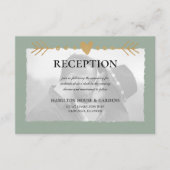 Carte D'accompagnement Sage Green Photo moderne Gold Hearts Réception (Devant)