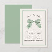 Carte D'accompagnement Sage Green Plaid Bow Élégant Baby shower (Devant / Derrière)