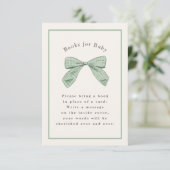 Carte D'accompagnement Sage Green Plaid Bow Élégant Baby shower (Debout devant)