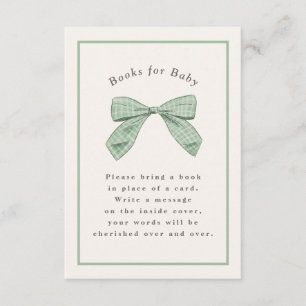 Carte D'accompagnement Sage Green Plaid Bow Élégant Baby shower