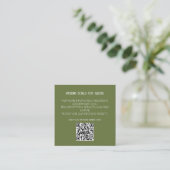 Carte D'accompagnement Sage Green QR Code Moderne Détails Mariage Minimal (Debout devant)