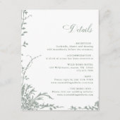 Carte D'accompagnement Sage Green Romantic Floral Garden Wedding Details (Devant)