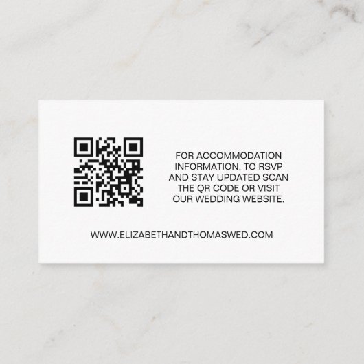 Carte D'accompagnement Sage green script Details Site web Mariage QR code (Dos)