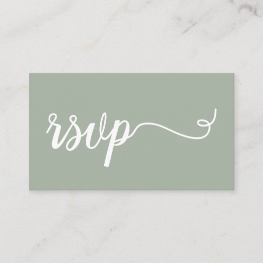 Carte D'accompagnement Sage green script Details Site web Mariage QR code (Devant)